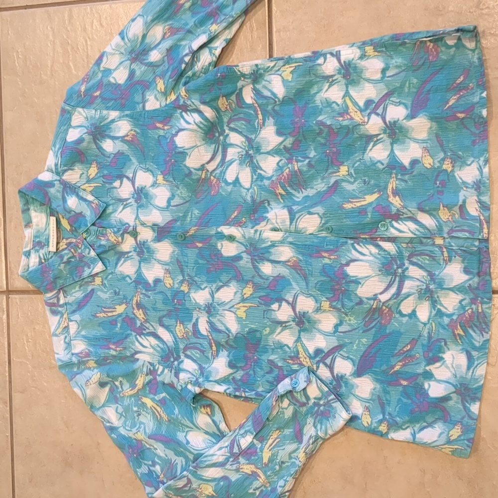 APPLESEED’S Cotton Floral Print Button Down Shirt Size Small